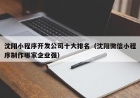 沈阳小程序开发公司十大排名（沈阳微信小程序制作哪家企业强）